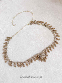 Golden Crystal Beaded Waist chain - SOKORA JEWELSGolden Crystal Beaded Waist chain