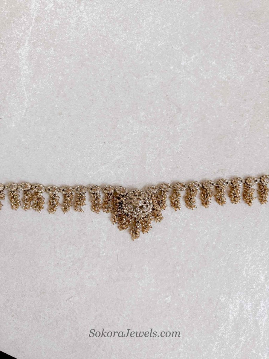 Golden Crystal Beaded Waist chain - SOKORA JEWELSGolden Crystal Beaded Waist chain
