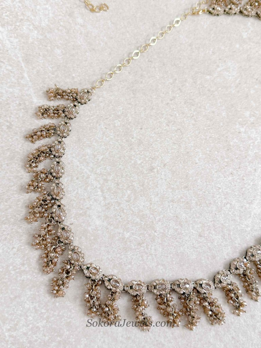 Golden Crystal Beaded Waist chain - SOKORA JEWELSGolden Crystal Beaded Waist chain