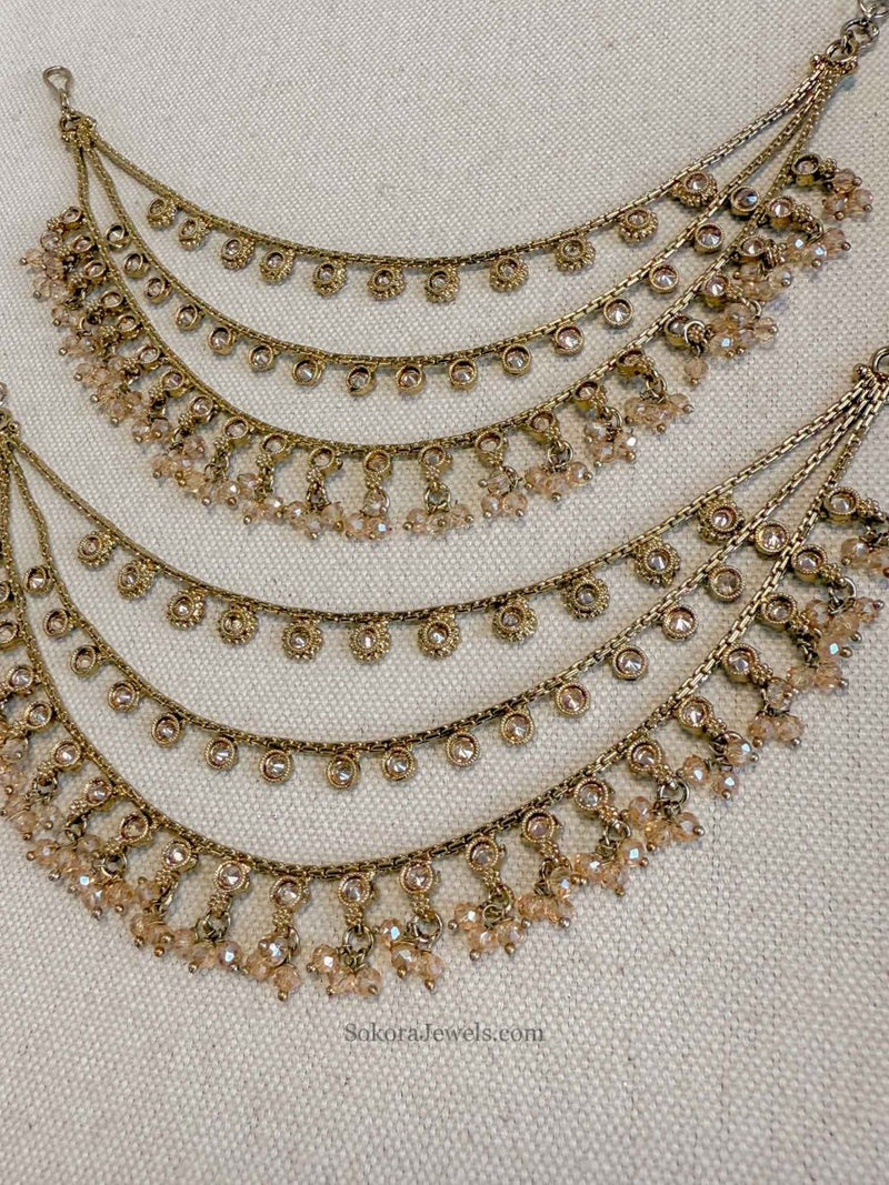 Golden Crystal Earring chains (Sahara) - SOKORA JEWELSGolden Crystal Earring chains (Sahara)EARRINGS