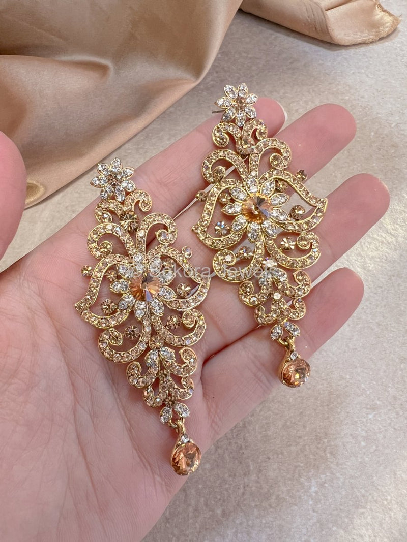 Golden Crystal Earrings - SOKORA JEWELSGolden Crystal Earrings