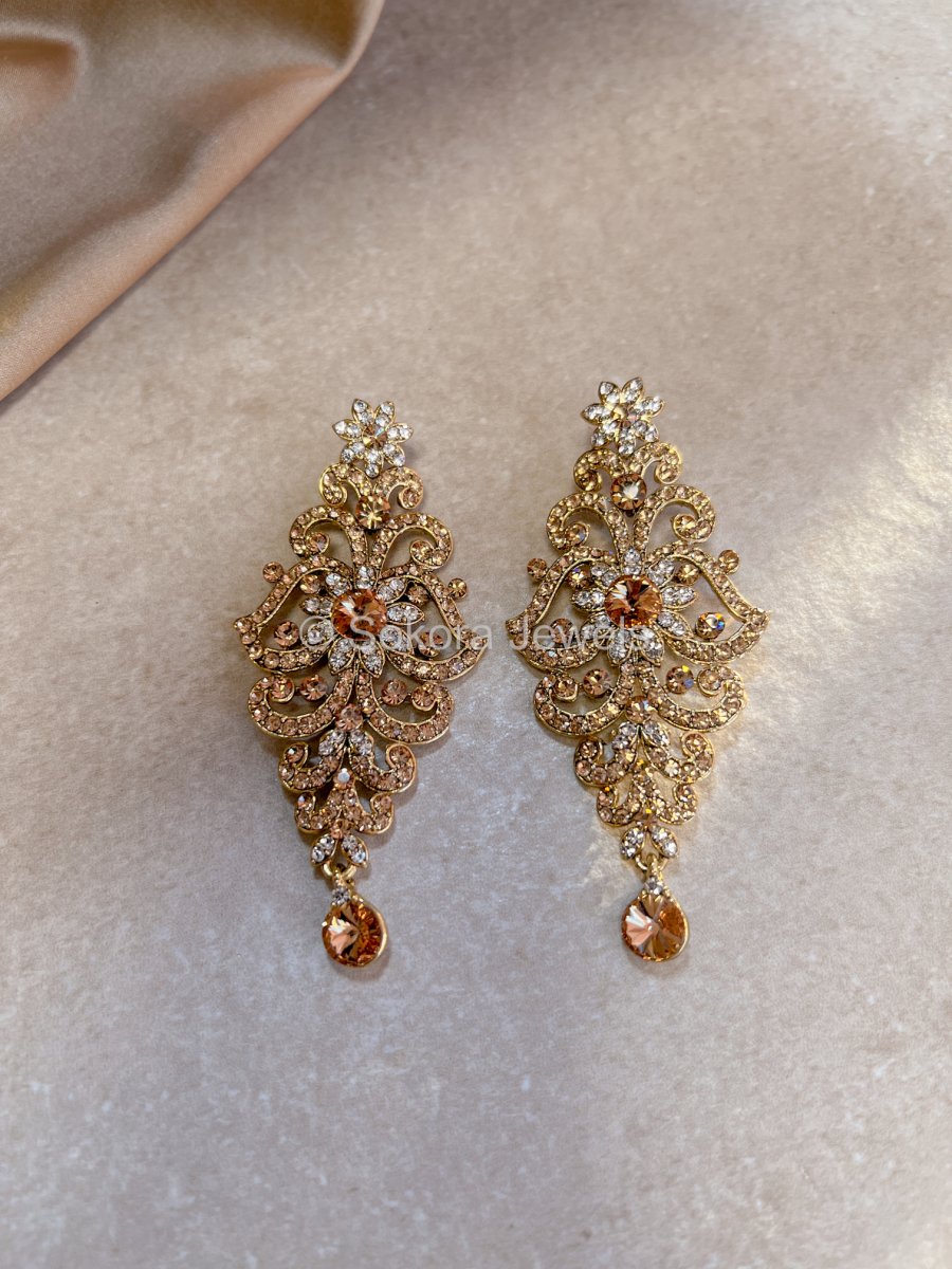 Golden Crystal Earrings - SOKORA JEWELSGolden Crystal Earrings