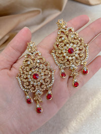 Golden Crystal Earrings with Red - SOKORA JEWELSGolden Crystal Earrings with Red