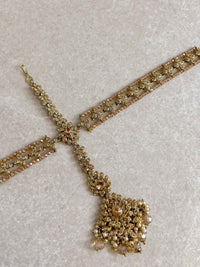 Golden Crystal Head Band with Tikka - SOKORA JEWELSGolden Crystal Head Band with Tikka