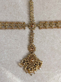 Golden Crystal Head Band with Tikka - SOKORA JEWELSGolden Crystal Head Band with Tikka