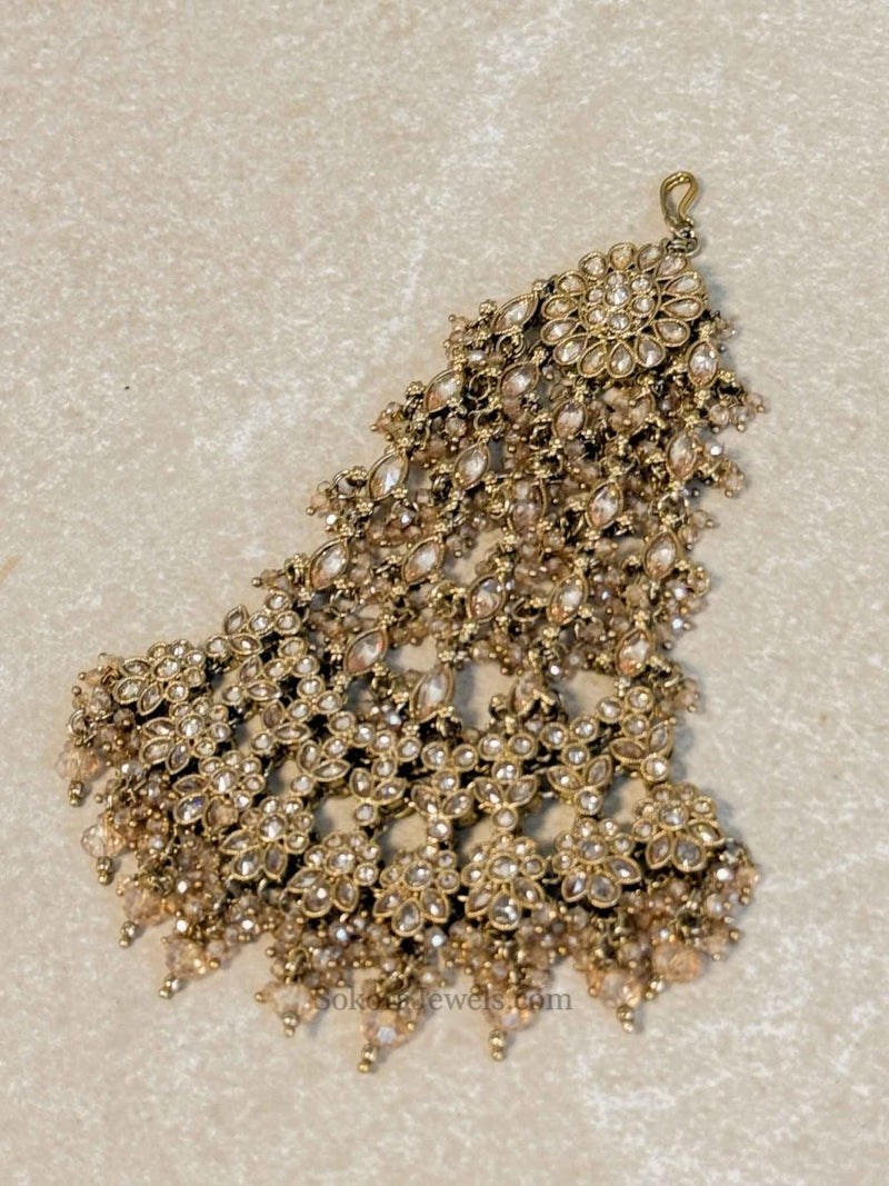 Golden Crystal Jhumar - SOKORA JEWELSGolden Crystal Jhumar