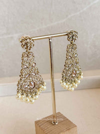 Golden Drop Earrings With Pearl - SOKORA JEWELSGolden Drop Earrings With Pearl