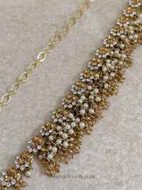 Golden Floral Crystal Beaded Waist chain - SOKORA JEWELSGolden Floral Crystal Beaded Waist chain