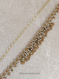 Golden Floral Crystal Beaded Waist chain - SOKORA JEWELSGolden Floral Crystal Beaded Waist chain
