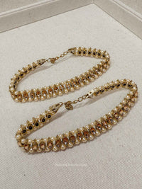 Golden Gem and Pearl Anklets - SOKORA JEWELSGolden Gem and Pearl Anklets