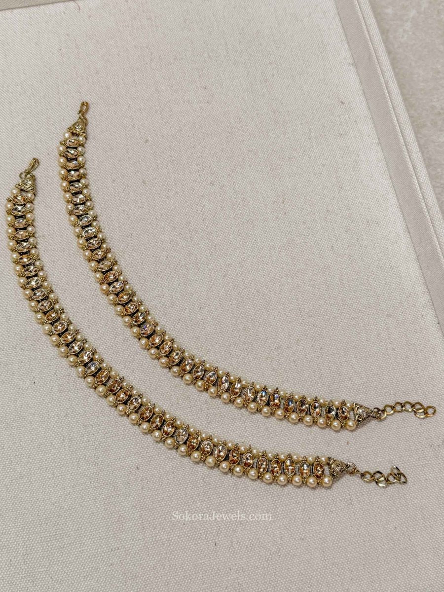 Golden Gem and Pearl Anklets - SOKORA JEWELSGolden Gem and Pearl Anklets