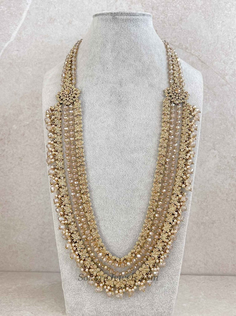 Golden Long Haar Mala Necklace - SOKORA JEWELSGolden Long Haar Mala Necklace