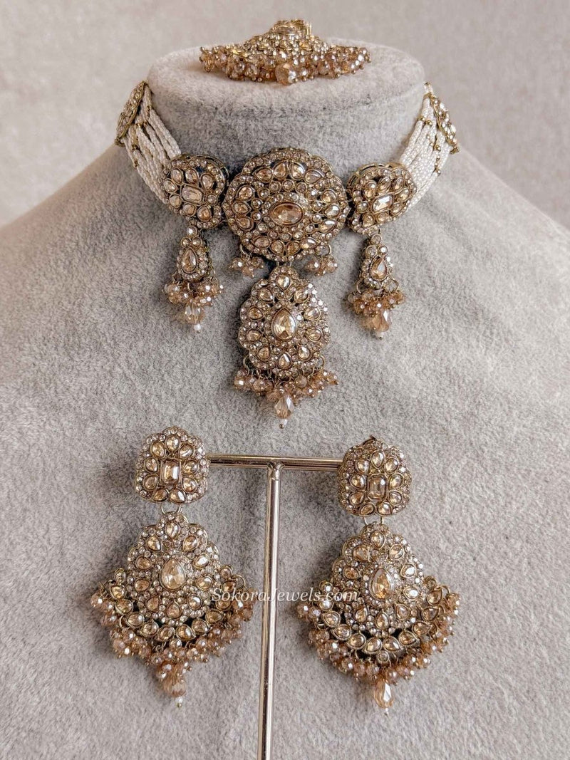 Golden & Pearl Choker set - SOKORA JEWELSGolden & Pearl Choker set