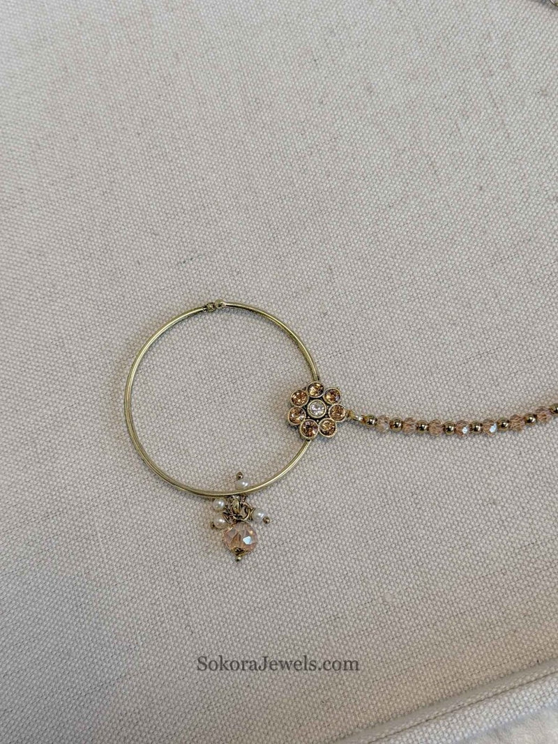 Golden Slide type Nose ring - SOKORA JEWELSGolden Slide type Nose ring