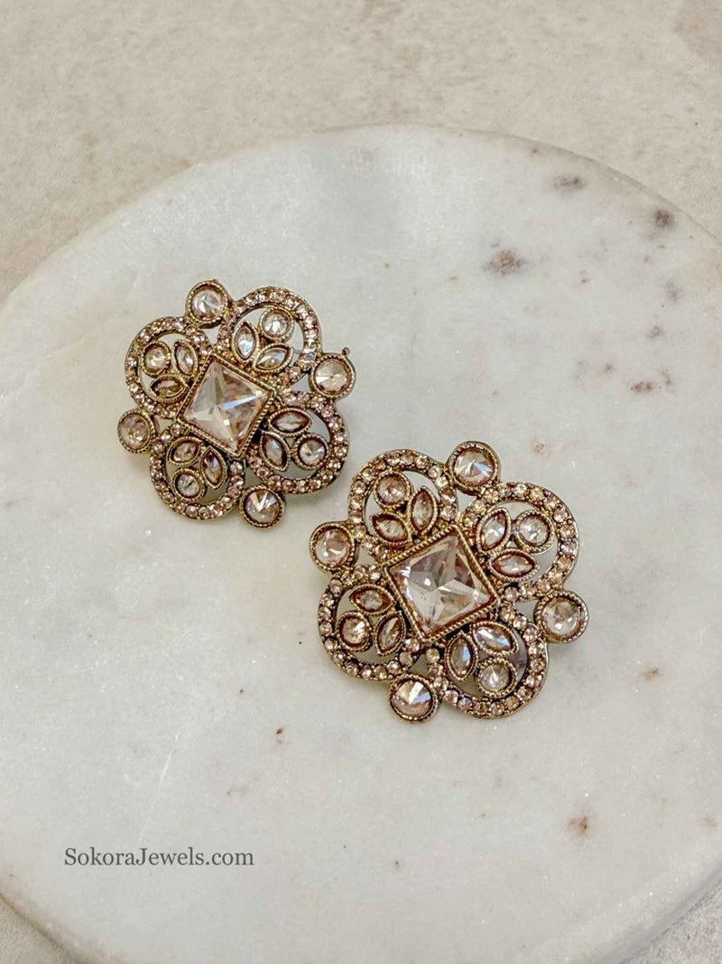 Golden Square Earring Tops - SOKORA JEWELSGolden Square Earring Topsstuds and tops