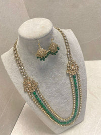 Green Antique Gold Haar & Earrings Set - SOKORA JEWELSGreen Antique Gold Haar & Earrings Set