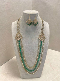 Green Antique Gold Haar & Earrings Set - SOKORA JEWELSGreen Antique Gold Haar & Earrings Set