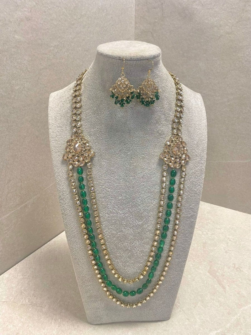 Green Antique Gold Haar & Earrings Set - SOKORA JEWELSGreen Antique Gold Haar & Earrings Set