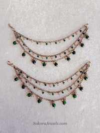 Green Bead Earring chains (Sahara) - SOKORA JEWELSGreen Bead Earring chains (Sahara)EARRINGS