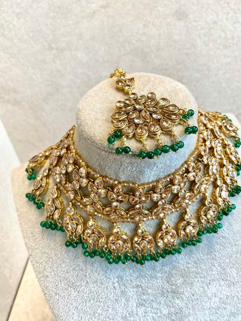 Green Bridal Necklace Set - SOKORA JEWELSGreen Bridal Necklace Set