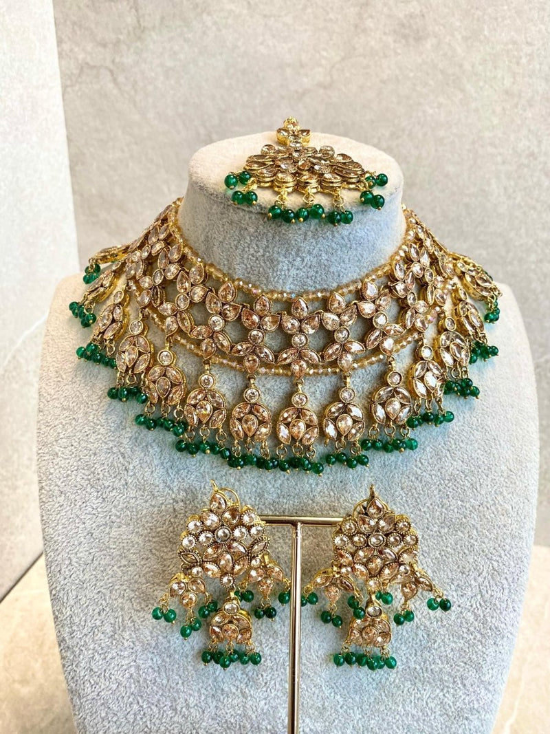 Green Bridal Necklace Set - SOKORA JEWELSGreen Bridal Necklace Set
