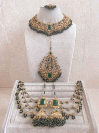 Green Bridal Set with Jhumar - SOKORA JEWELSGreen Bridal Set with Jhumarcustom