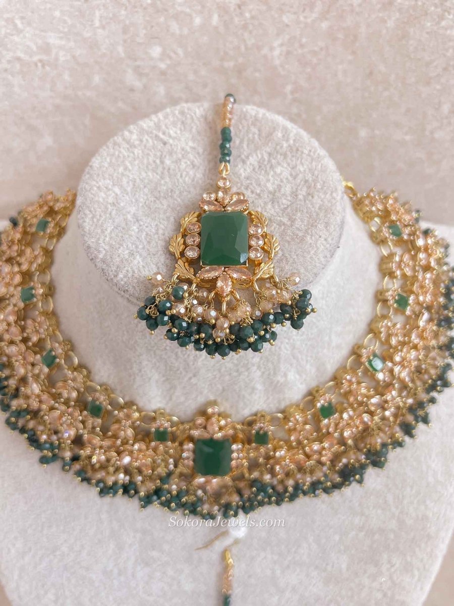 Green Bridal Set with Jhumar - SOKORA JEWELSGreen Bridal Set with Jhumarcustom