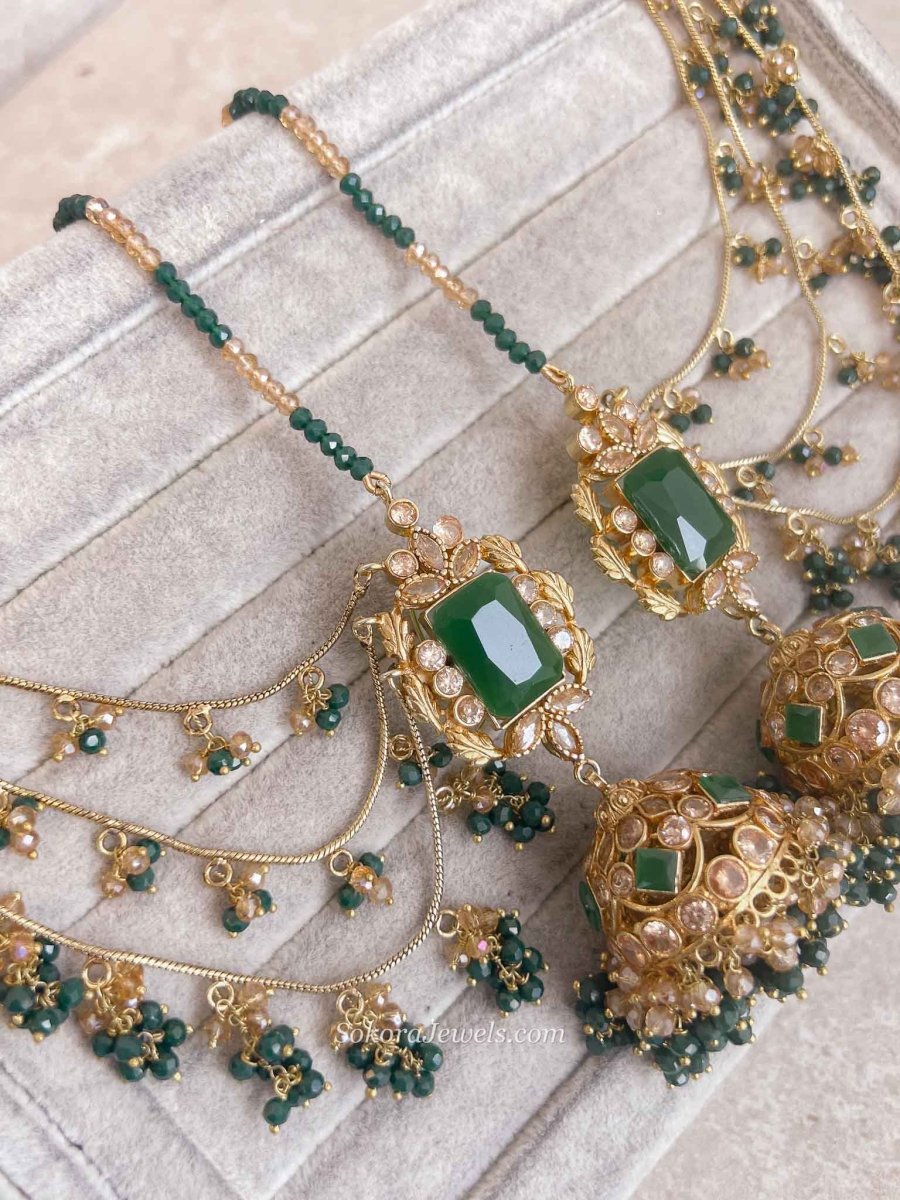 Green Bridal Set with Jhumar - SOKORA JEWELSGreen Bridal Set with Jhumarcustom