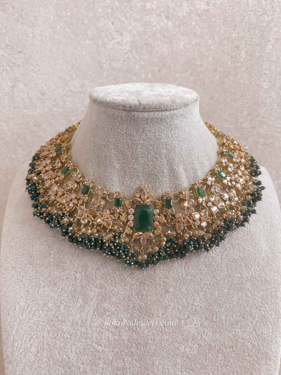 Green Bridal Set with Jhumar - SOKORA JEWELSGreen Bridal Set with Jhumarcustom