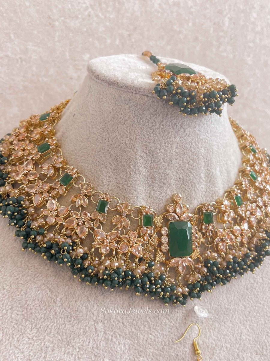 Green Bridal Set with Jhumar - SOKORA JEWELSGreen Bridal Set with Jhumarcustom