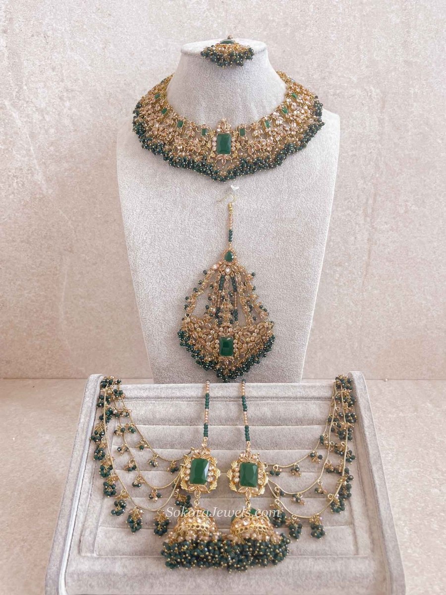 Green Bridal Set with Jhumar - SOKORA JEWELSGreen Bridal Set with Jhumarcustom