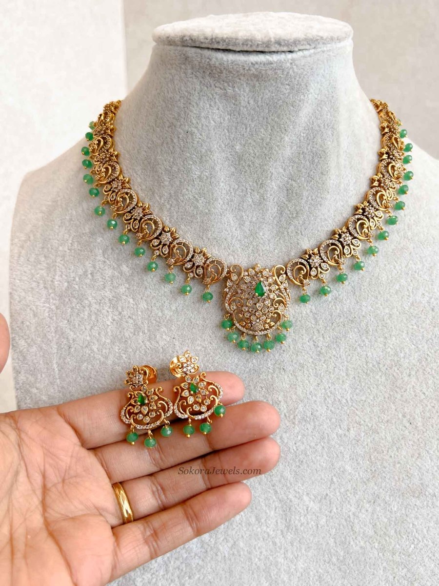 Green Heritage Pendant Necklace Set - SOKORA JEWELSGreen Heritage Pendant Necklace SetNECKLACE SETS