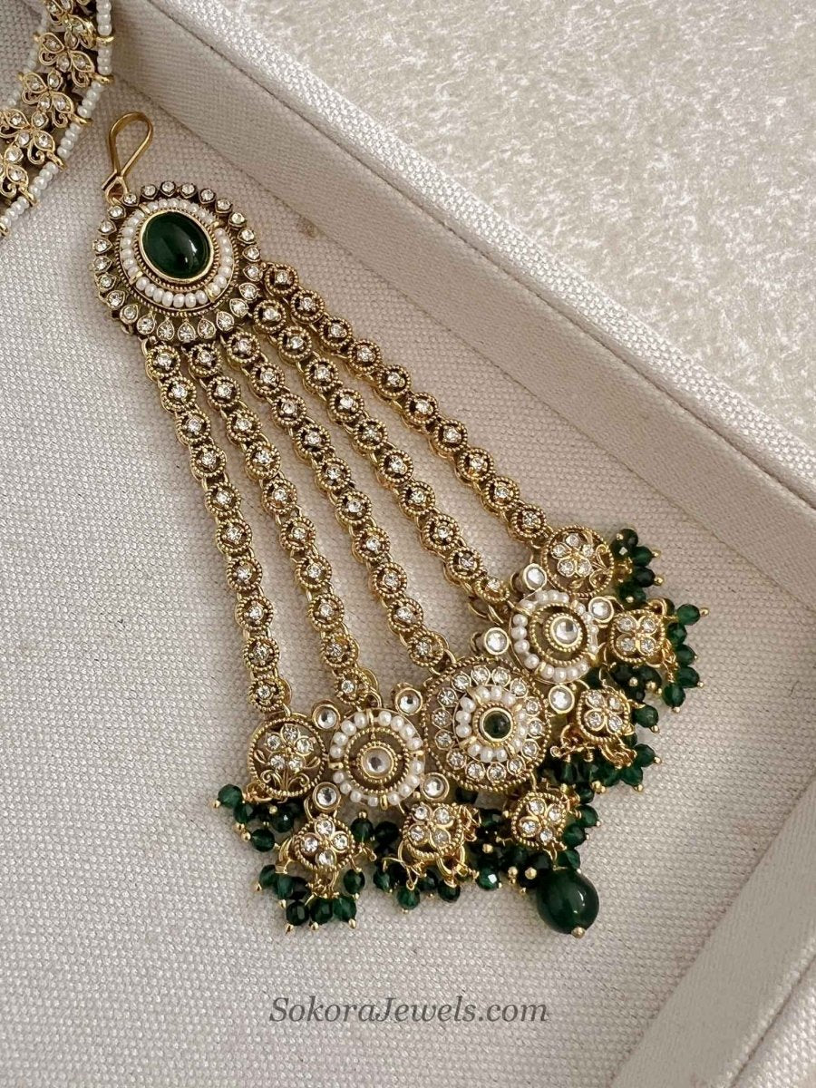 Green Kundan Bridal set - SOKORA JEWELSGreen Kundan Bridal set