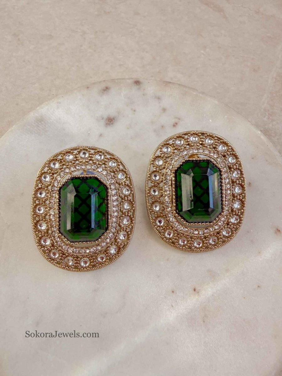 Green OverSized Studs - SOKORA JEWELSGreen OverSized Studsstuds and tops