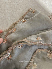 Grey Embellished Occasion Dupatta - SOKORA JEWELSGrey Embellished Occasion Dupatta