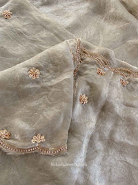 Grey Embellished Occasion Dupatta - SOKORA JEWELSGrey Embellished Occasion Dupatta
