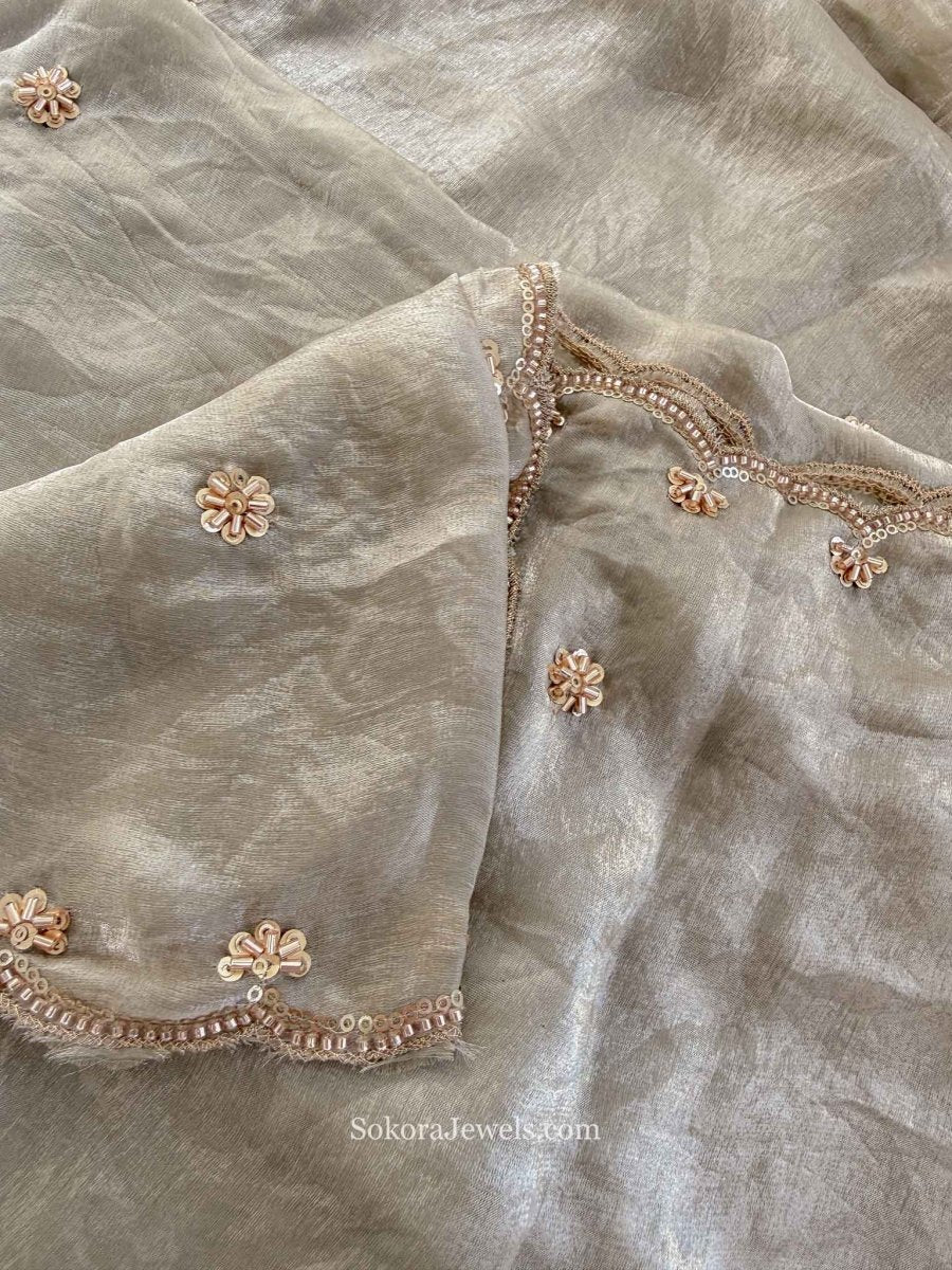 Grey Embellished Occasion Dupatta - SOKORA JEWELSGrey Embellished Occasion Dupatta