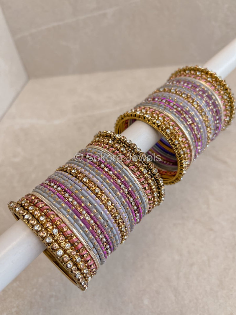 Grey & Purple Bangle Stack - SOKORA JEWELSGrey & Purple Bangle StackBANGLES