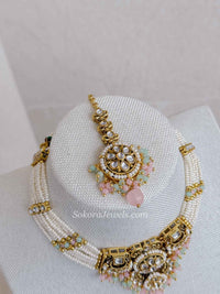 Gulnaar Faux Kundan Choker Set with Jhumkas - SOKORA JEWELSGulnaar Faux Kundan Choker Set with Jhumkas