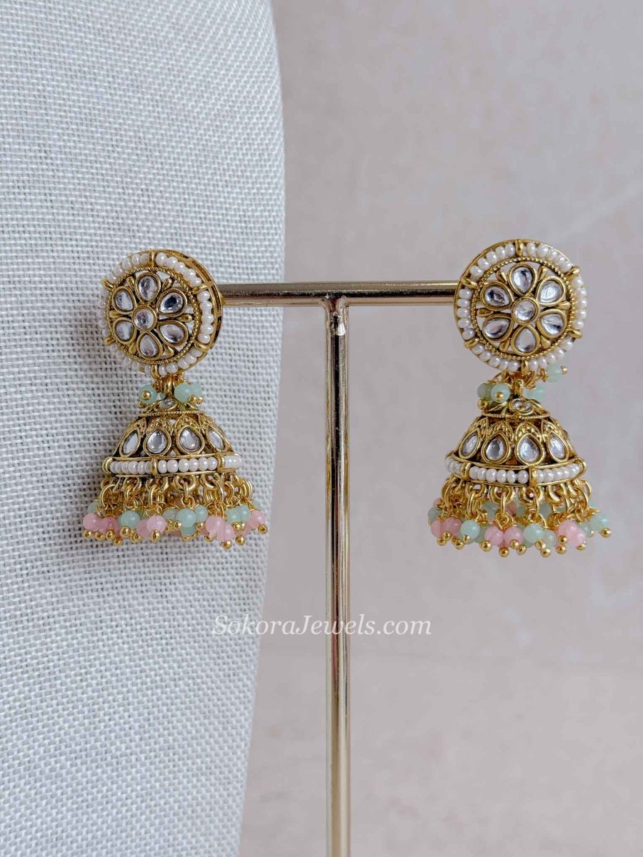 Gulnaar Faux Kundan Choker Set with Jhumkas - SOKORA JEWELSGulnaar Faux Kundan Choker Set with Jhumkas