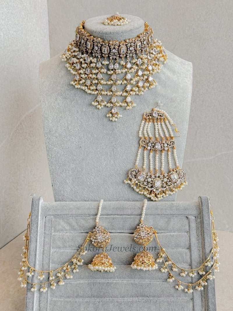 Gulnaaz Pearl Bridal Choker Set - SOKORA JEWELSGulnaaz Pearl Bridal Choker SetNECKLACE SETS