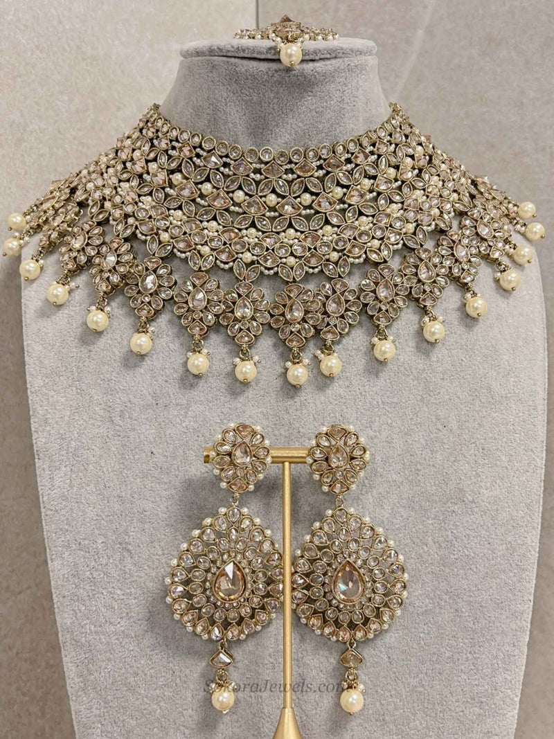 Gulnara Bridal Necklace set - Golden - SOKORA JEWELSGulnara Bridal Necklace set - Golden