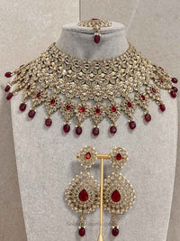 Gulnara Bridal Necklace set - Maroon - SOKORA JEWELSGulnara Bridal Necklace set - Maroon