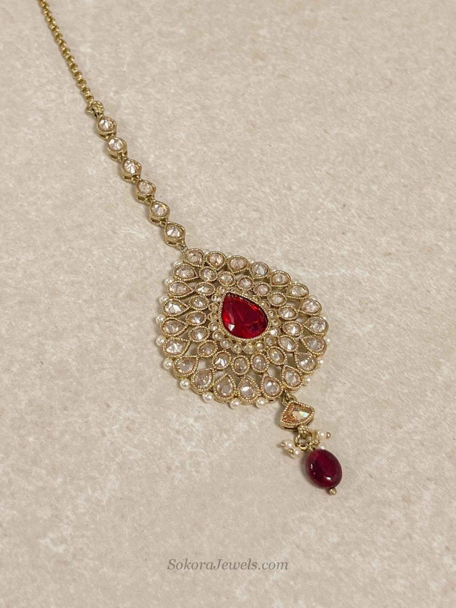 Gulnara Bridal Necklace set - Maroon - SOKORA JEWELSGulnara Bridal Necklace set - Maroon