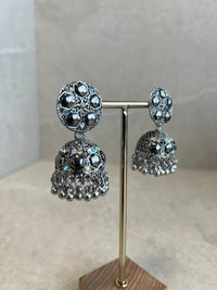 Gunmetal Grey Jhumkas - SOKORA JEWELSGunmetal Grey Jhumkas