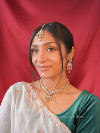 Gurpreet Small Clear Crystal Necklace set - SOKORA JEWELSGurpreet Small Clear Crystal Necklace set