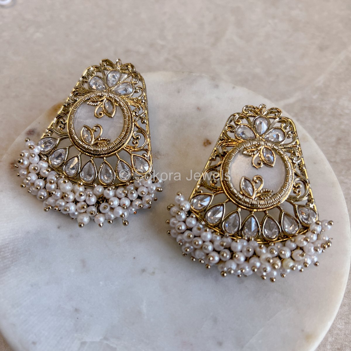 Heera Flat Earrings - SOKORA JEWELSHeera Flat Earrings