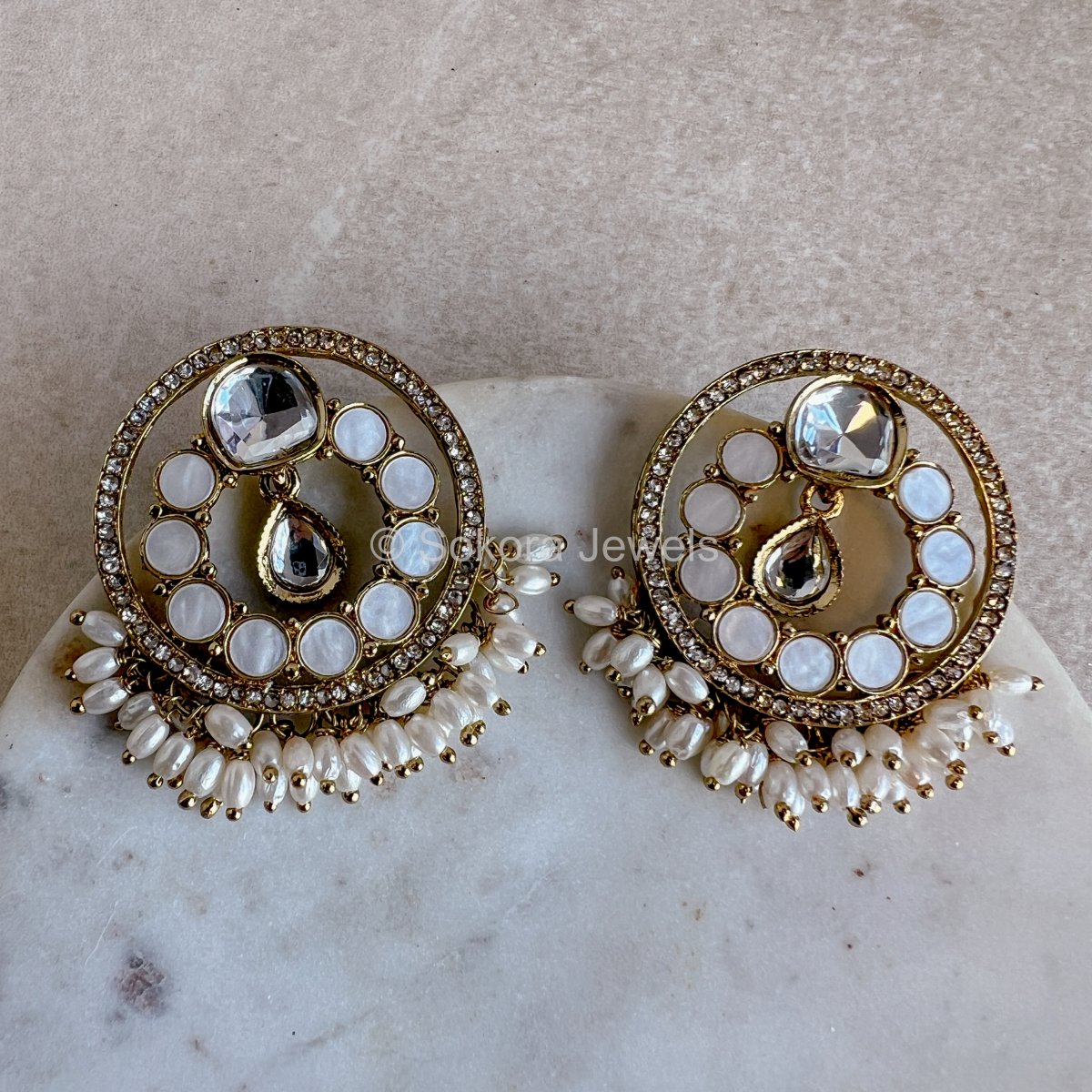 Heeramandi Mother of Pearl Earrings - SOKORA JEWELSHeeramandi Mother of Pearl Earrings