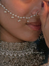 Heeramandi Nose Ring with Pearl Chain - SOKORA JEWELSHeeramandi Nose Ring with Pearl Chain