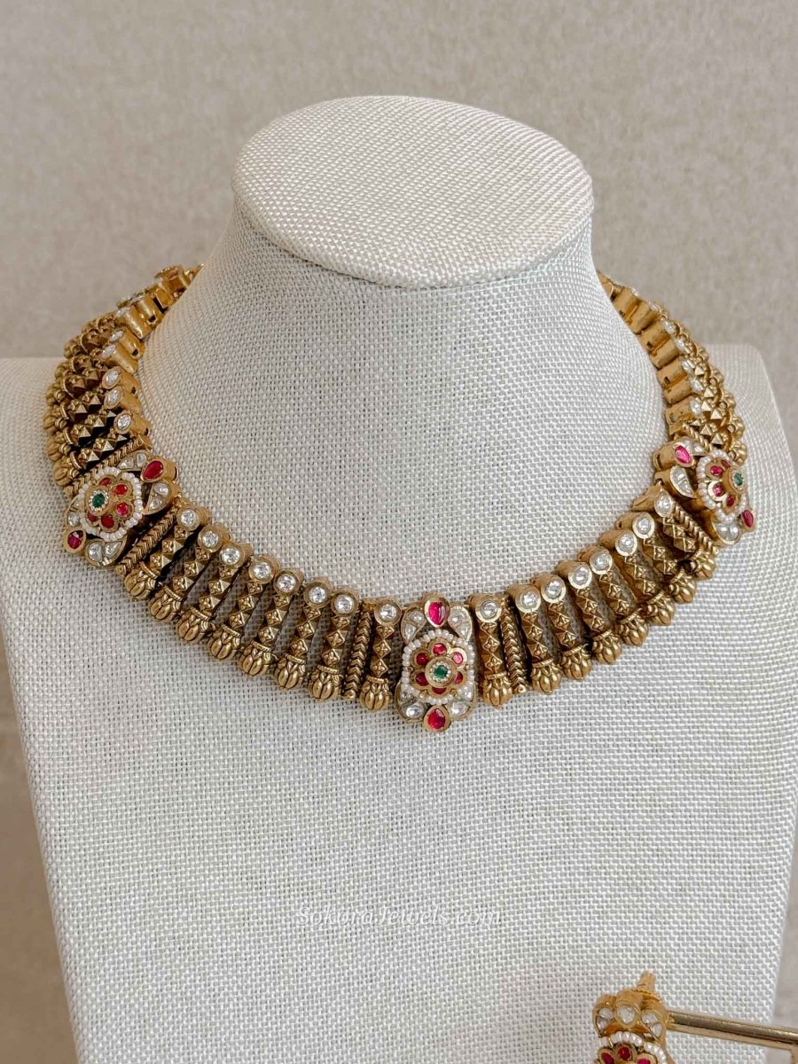 Heritage Collar Necklace Set – Ruby, Emerald & Kundan - SOKORA JEWELSHeritage Collar Necklace Set – Ruby, Emerald & Kundan
